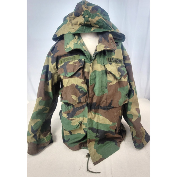 Vintage U.S. Army Field Jacket Woodland Camo 1980s Small X-Short - Picture 2 of 9
